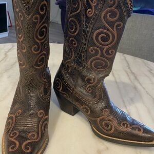 Ariat Brown Swirl Pattern Heeled Boots